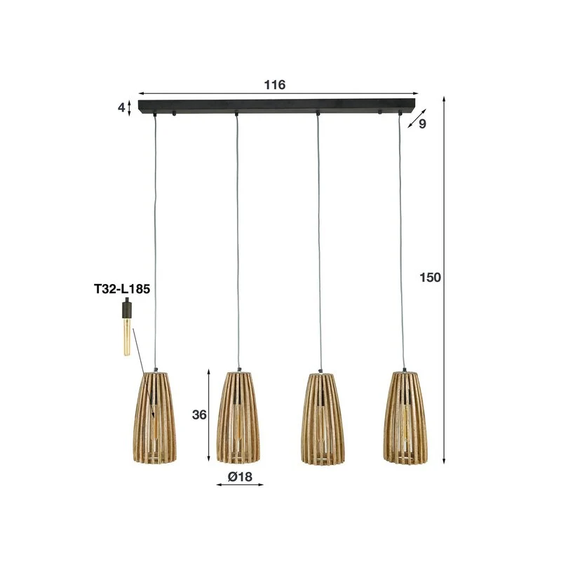 B-Ware no name Hängeleuchte Großbergen Leuchte Lampe Hängelampe aus Mangoholz