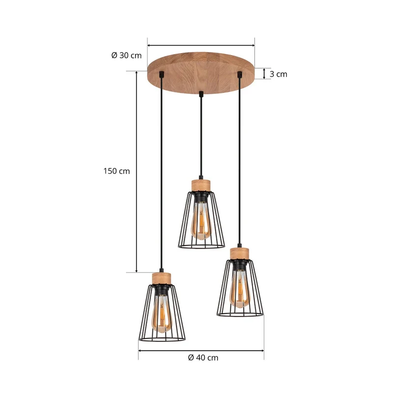 B-Ware Envostar Dorvi Hängeleuchte Pendelleuchte Lampe 3-flg Rondell SIEHE TEXT/FOTO