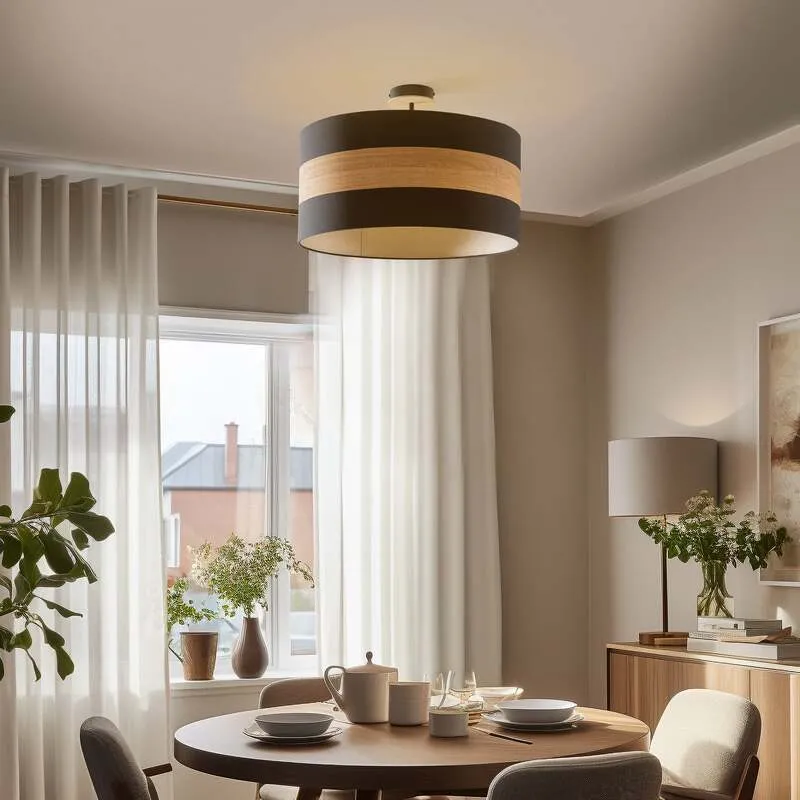 B-Ware Deckenleuchte Terra aus Holz und Textil schwarz Deckenlampe Lampe Leuchte Spot