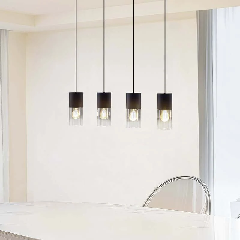 B-Ware Lindby Hängeleuchte Svante Hängelampe Deckenleuchte Lampe 4-flg schwarz Glas 85