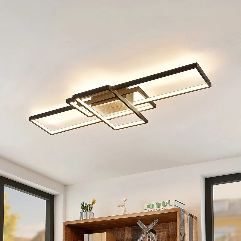 B-Ware Deckenleuchte Lampe Lindby LED schwarz matt dimmbar Aluminium Silikon warmw990