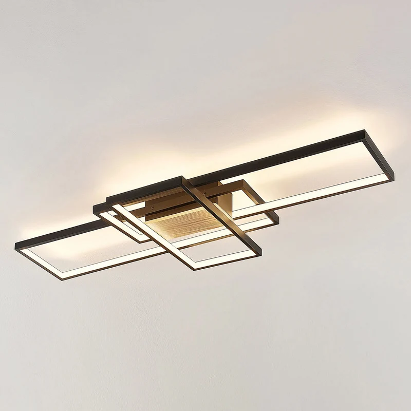 B-Ware Deckenleuchte Lampe Lindby LED schwarz matt dimmbar Aluminium Silikon warmw990