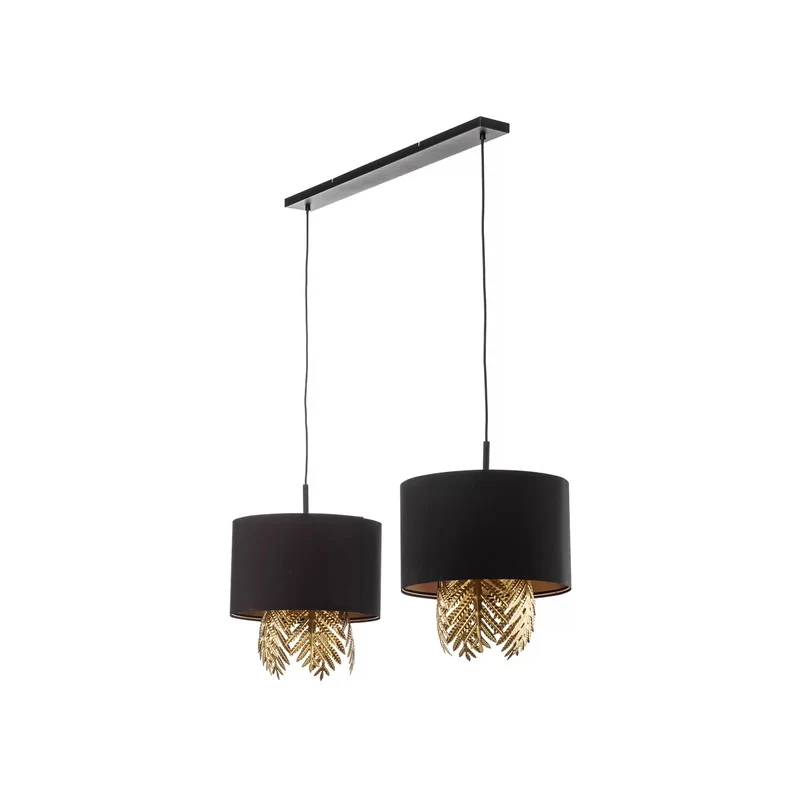 B-Ware Lucande Malviras Stoff-Hängelampe Blattdeko Hängeleuchte Leuchte Lampe Spot E27