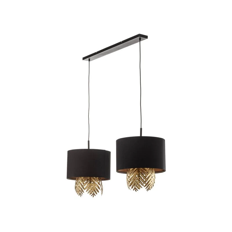B-Ware Lucande Malviras Stoff-Hängelampe Blattdeko Hängeleuchte Leuchte Lampe Spot E27