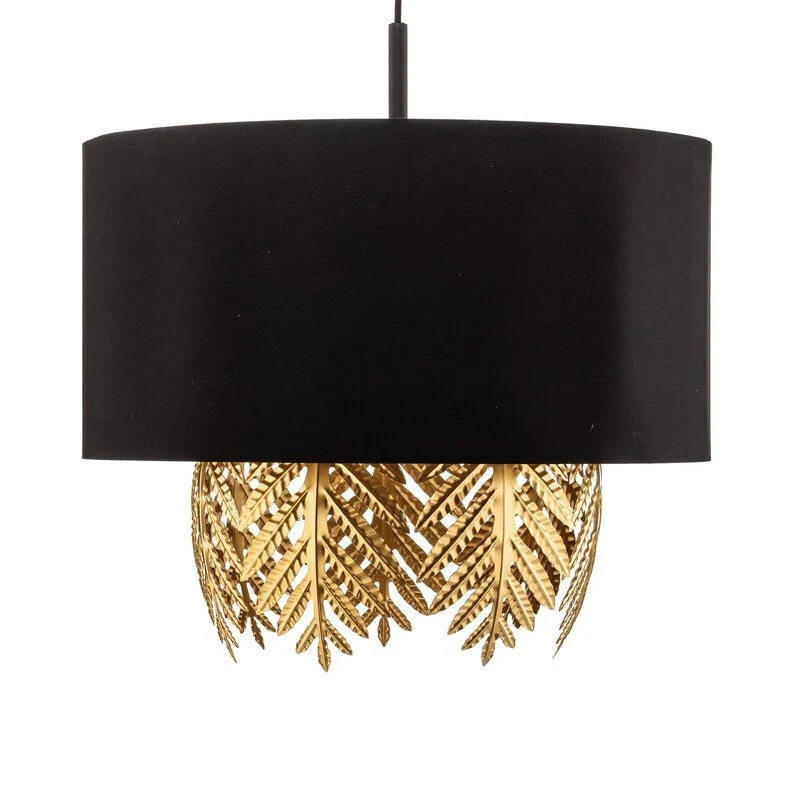 B-Ware Lucande Malviras Stoff-Hängelampe Blattdeko Hängeleuchte Leuchte Lampe Spot E27