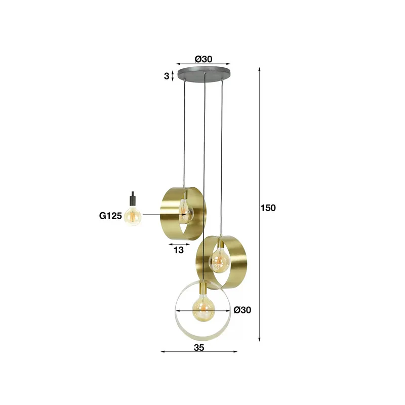 B-Ware Hängeleuchte Thrudering, gestuft dreiflammig Deckenleuchte Hängelampe Lampe E27
