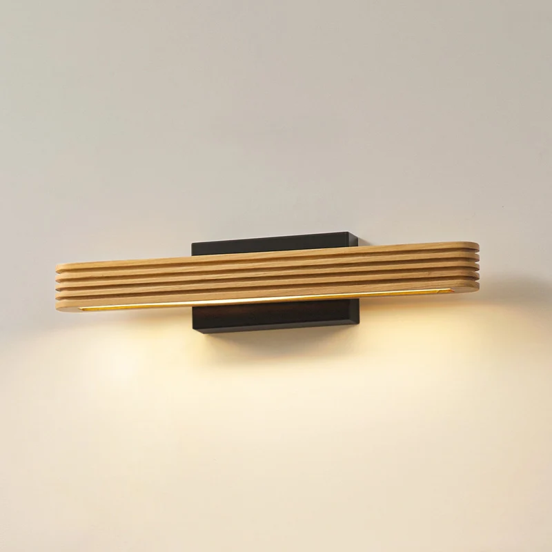 B-Ware Lucande Wandleuchte Wandlampe LED Holz schwarz Lieske Beleuchtung Innenbereich