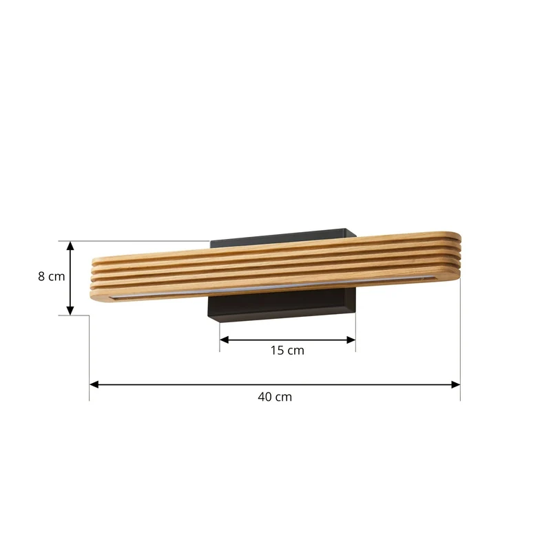 B-Ware Lucande Wandleuchte Wandlampe LED Holz schwarz Lieske Beleuchtung Innenbereich