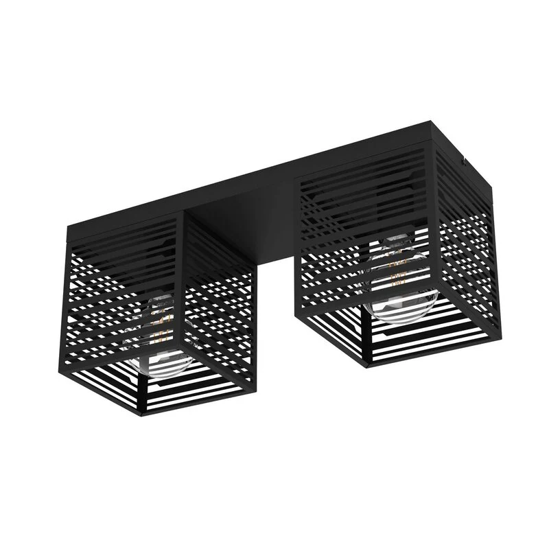 B-Ware EGLO Deckenlampe Deckenleuchte Leuchte Piedritas zwei schwarze Quaderschirme