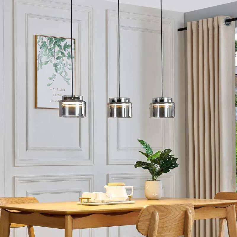 B-Ware Lucande Diano Hängeleuchte Deckenlampe Pendelleuchte Lampe rauchgrau dreiflammig