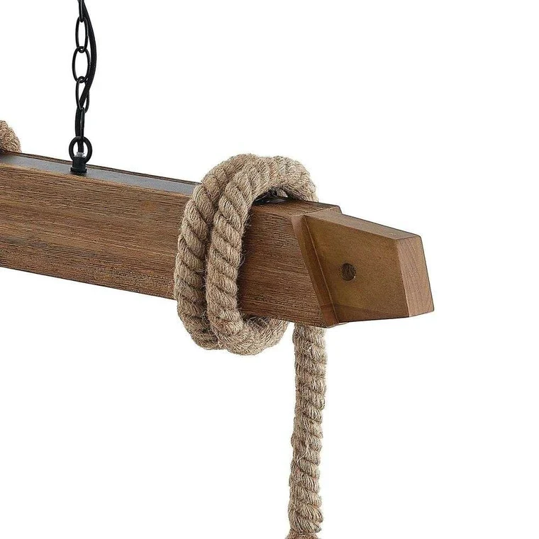 B-Ware Lucande Mevan Hängeleuchte mit Holzbalken smoke Deckenlampe Pendelleuchte E27