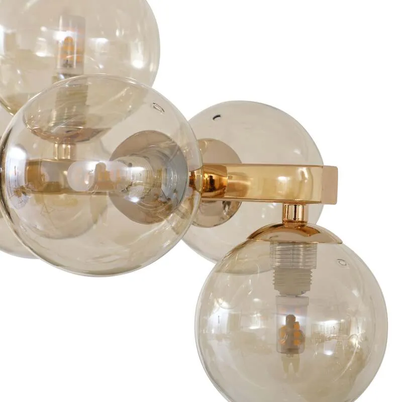 B-Ware Lucande Hängeleuchte Naelen LED Pendelleuchte dimmbar gold amber 125cm Glas