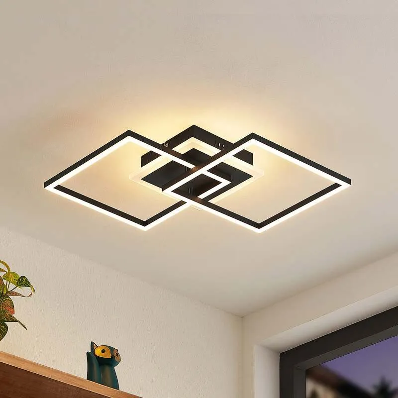 B-Ware Lindby Deckenlampe Fjardo LED Lampe dimmbar CCT Fernbedienung schwarz