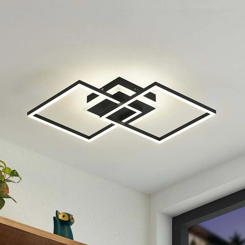 B-Ware Lindby Deckenlampe Fjardo LED Lampe dimmbar CCT Fernbedienung schwarz