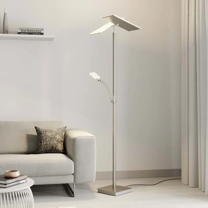 B-Ware Lucande Stehleuchte Parthena LED dimmbar nickel 180cm Leselampe warmweiß Lampe