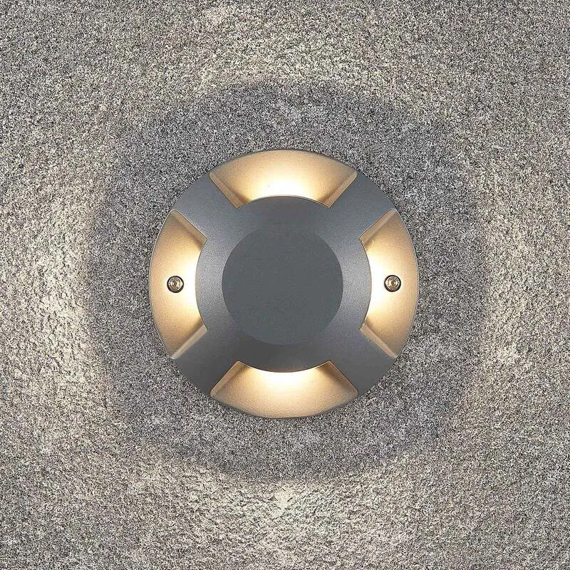 B-Ware Lucande LED-Bodenstrahler Jeffrey Gartenleuchte silber 4 Lichtaustritte IP67