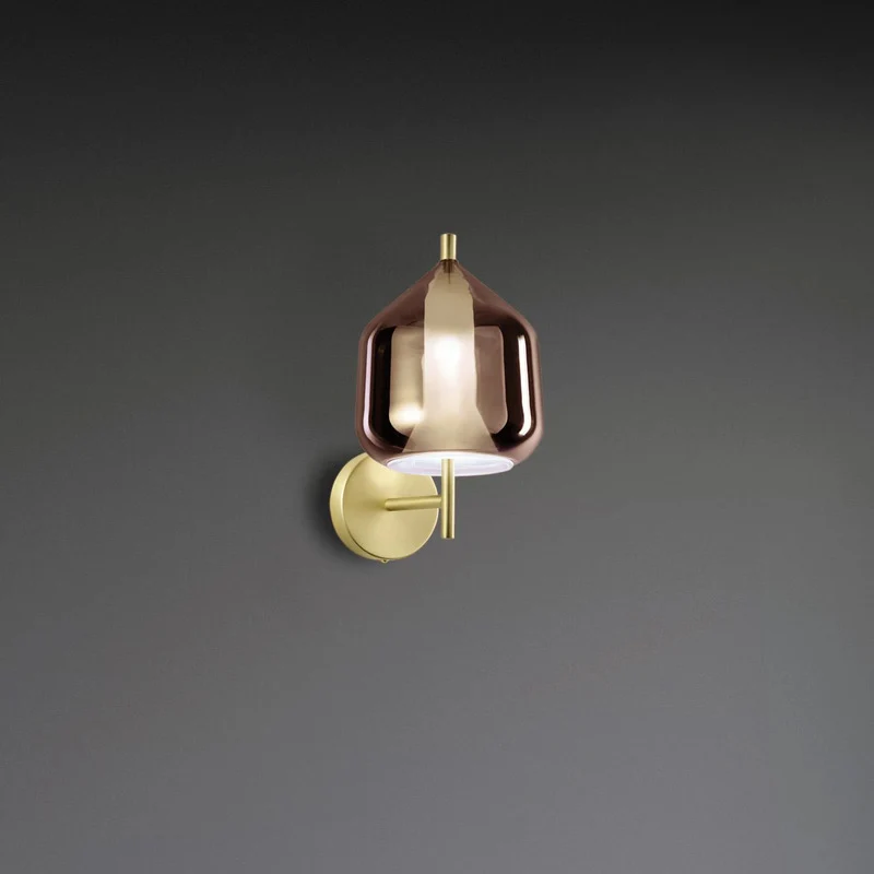 B-Ware miloox by Sforzin Wandlampe X-Ray kupferfarben/goldfarben Höhe 27,5 cm Glas