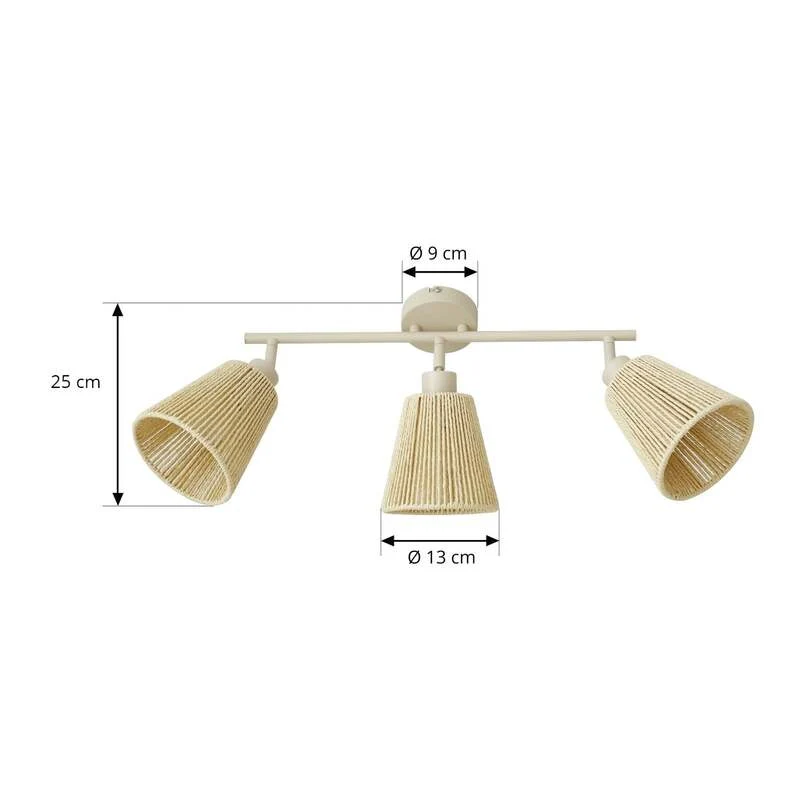 B-Ware Lindby Deckenstrahler Anuva LED dimmbar 3-flammig beige Papier 72,5cm 13cm Licht