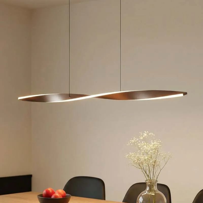 B-Ware Lindby Hängeleuchte Pendelleuchte Jaren LED Lampe dimmbar CCT braun 100cm