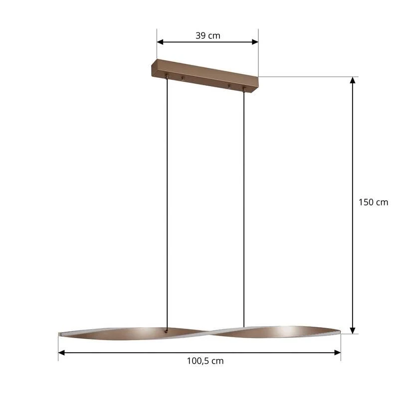 B-Ware Lindby Hängeleuchte Pendelleuchte Jaren LED Lampe dimmbar CCT braun 100cm