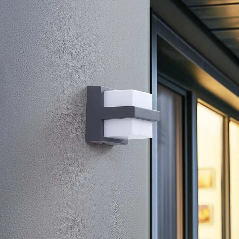B-Ware Lindby Außenwandleuchte Gartenleuchte Fyra LED dimmbar CCT RGB dunkelgrau Lampe