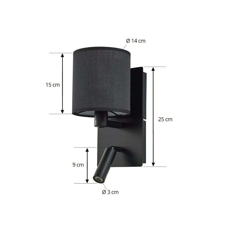 B-Ware Lindby Wandleuchte Aiden Wandlampe Leselicht Leuchte Lampe 30cm schwarz E14
