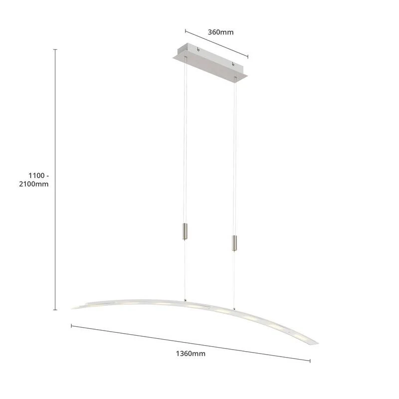 B-Ware Lindby Pendelleuchte Hängeleuchte LED Manon Glas Metall höhenverstellbar grau