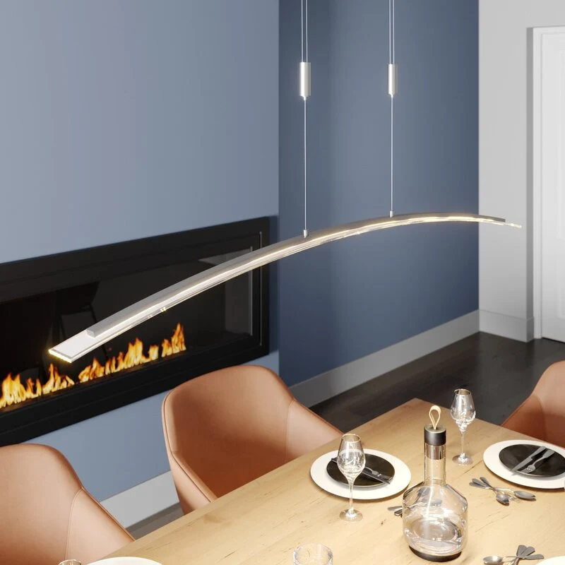 B-Ware Lindby Pendelleuchte Hängeleuchte LED Manon Glas Metall höhenverstellbar grau