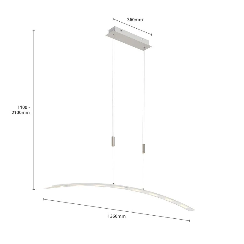 B-Ware Lindby Pendelleuchte Hängeleuchte LED Manon Glas Metall höhenverstellbar grau