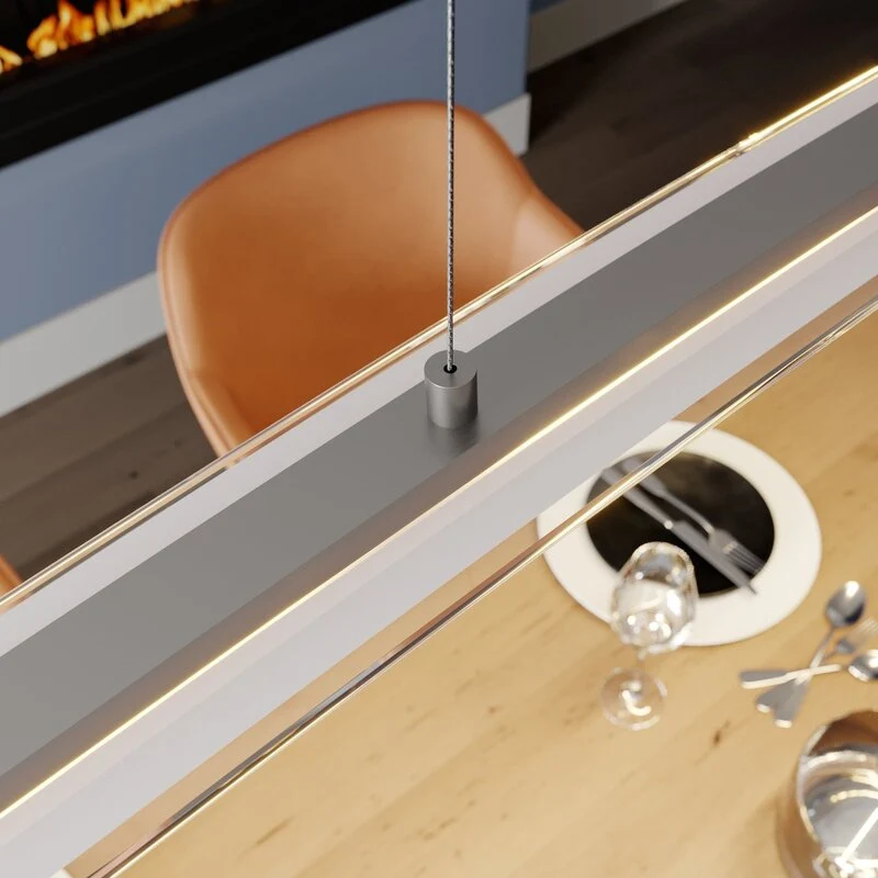 B-Ware Lindby Pendelleuchte Hängeleuchte LED Manon Glas Metall höhenverstellbar grau
