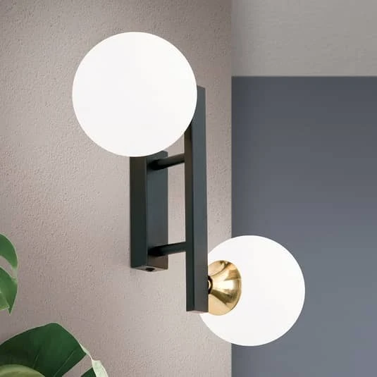B-Ware Orion Wandleuchte Wandleuchte Lampe Leuchte Snowwhite mit Glaskugeln, schwarz 20