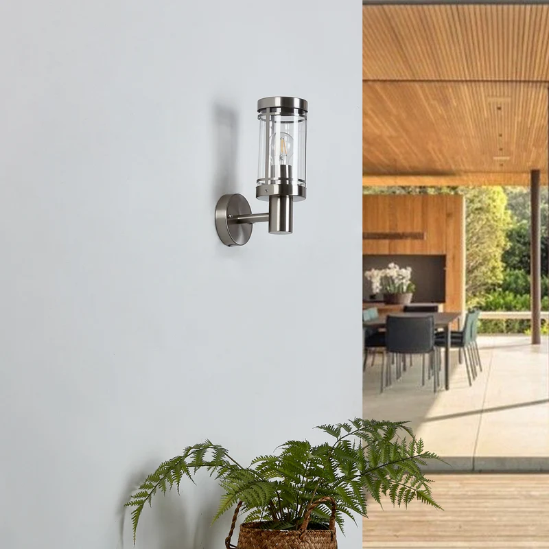 B-Ware Lindby Außenwandleuchte Djori Außenlampe Wandleuchte Wandleuchte E27 Edelstahl
