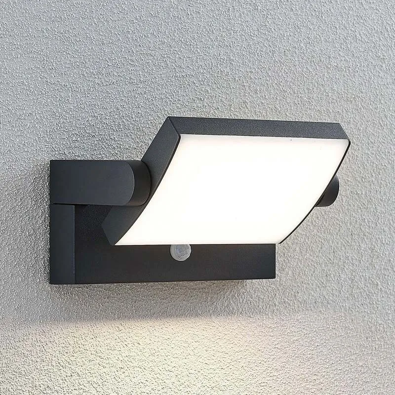 B-Ware Lindby LED-Außenwandleuchte Sherin Wandleuchte Außenlampe mit Sensor dunkelgrau