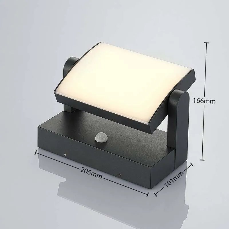 B-Ware Lindby LED-Außenwandleuchte Sherin Wandleuchte Außenlampe mit Sensor dunkelgrau