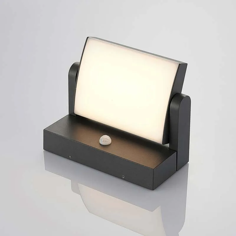 B-Ware Lindby LED-Außenwandleuchte Sherin Wandleuchte Außenlampe mit Sensor dunkelgrau