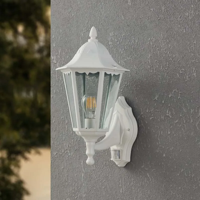 B-Ware Eglo Außenlampe Gartenleuchte Navedo LED Wandleuchte mit Sensor weiß 42cm