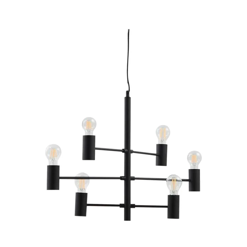 B-Ware Lucande Hängeleuchte Aidas schwarz Metall 6-flammig Deckenlampe Lampe Leuchte