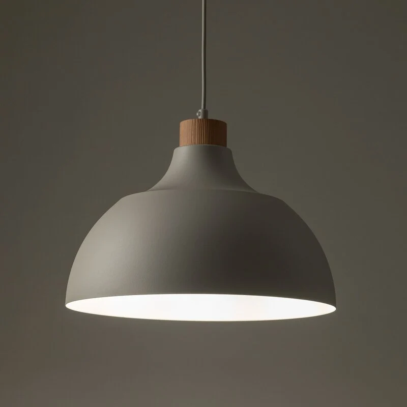 B-Ware Envostar Hängeleuchte Kaitt Holzdetail Ø 34 cm beige Deckenlampe Lampe Leuchte