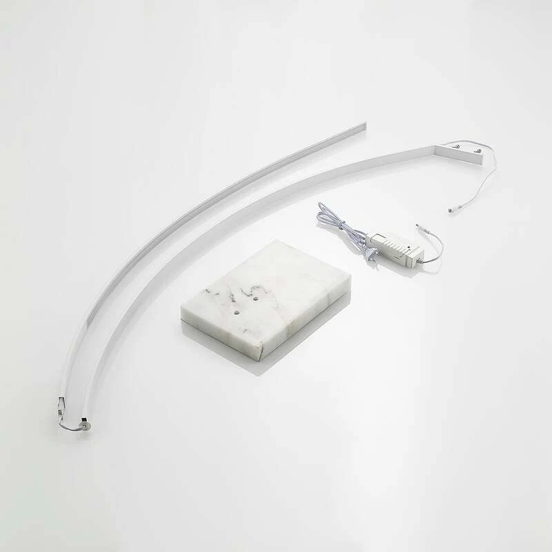 B-Ware Lindby Stehlampe Bogenleuchte LED Kendra weiß Dimmer Marmorfuß Aluminium
