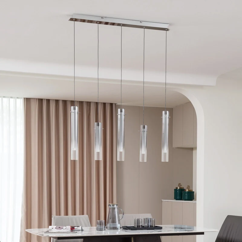 B-Ware Lucande LED-Deckenleuchte Korvitha 5-flammig grau Glas Deckenlampe Lampe Spot