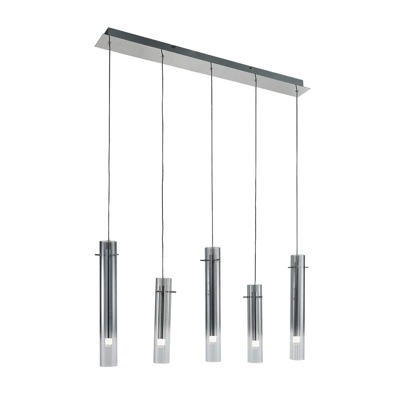 B-Ware Lucande LED-Deckenleuchte Korvitha 5-flammig grau Glas Deckenlampe Lampe Spot