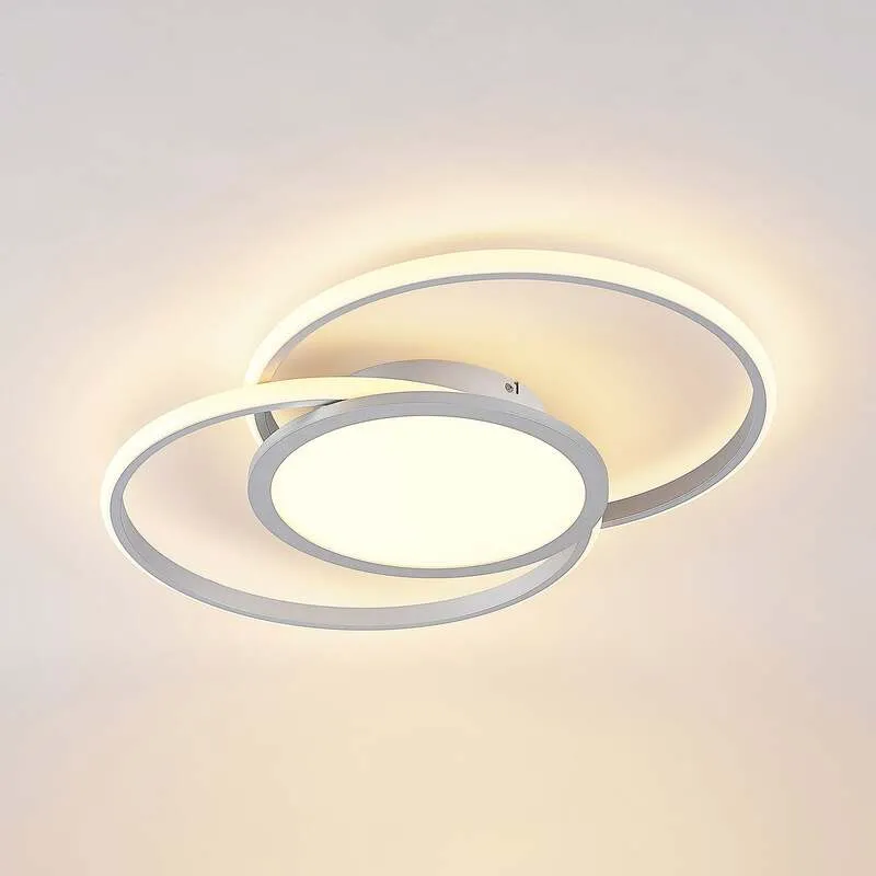 B-Ware Lucande Deckenlampe Deckenleuchte LED Lampe silber Aluminium Wohnbereich dimmbar