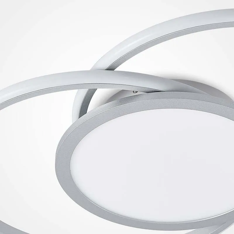B-Ware Lucande Deckenlampe Deckenleuchte LED Lampe silber Aluminium Wohnbereich dimmbar