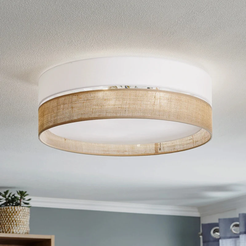 B-Ware Euluna Deckenlampe Linobianco Deckenlampe Lampe 3-flmg E27 Ø 45 cm weiß braun