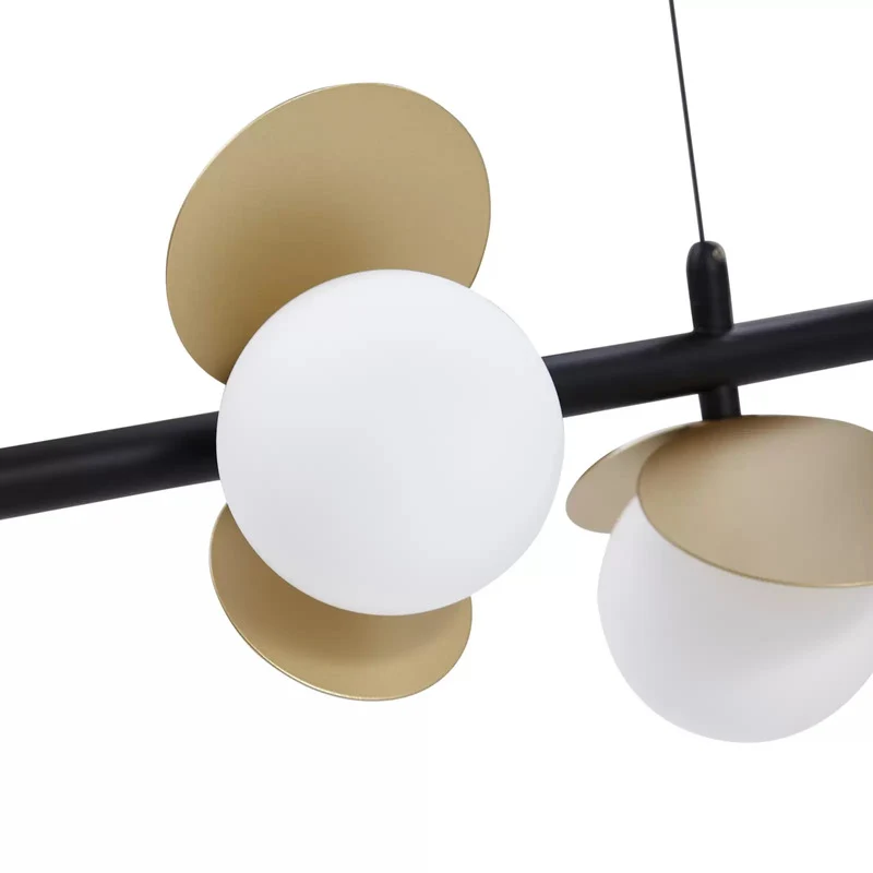 B-Ware Lucande Pendelleuchte Hängeleuchte Pallo LED Glas schwarz gold Esszimmer dimmbar