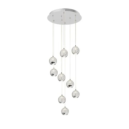 B-Ware Lucande Hayley LED-Hängeleuchte Hängelampe Lampe Wohnzimmerlampe 9-flammig chrom