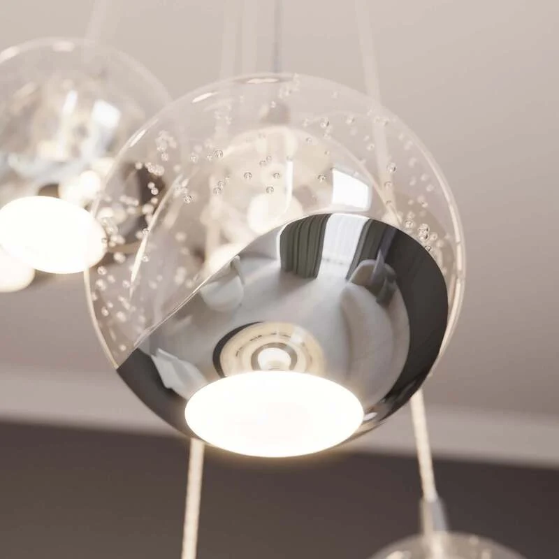 B-Ware Lucande Hayley LED-Hängeleuchte Hängelampe Lampe Wohnzimmerlampe 9-flammig chrom