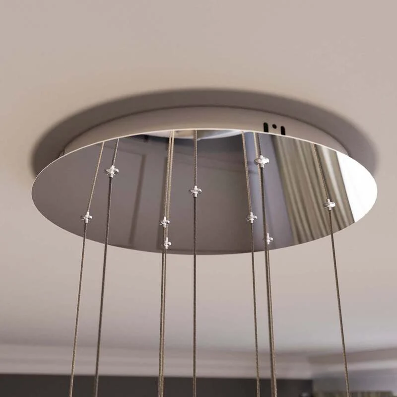 B-Ware Lucande Hayley LED-Hängeleuchte Hängelampe Lampe Wohnzimmerlampe 9-flammig chrom