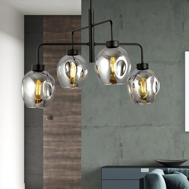 B-Ware emibig Hängeleuchte Lukka LED Pendelleuchte Lampe 4-flammig schwarz graphit