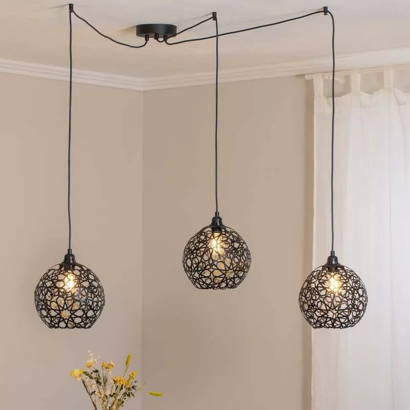 B-Ware Hängelampe Fellini MR-897 3-flg. dezentral schwarz E27 Deckenlampe Lampe Leuchte